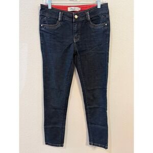 P&T Skinny Jeans Womens 30 Dark Blue Excellent Embroidered Boho Slim Fit Denim